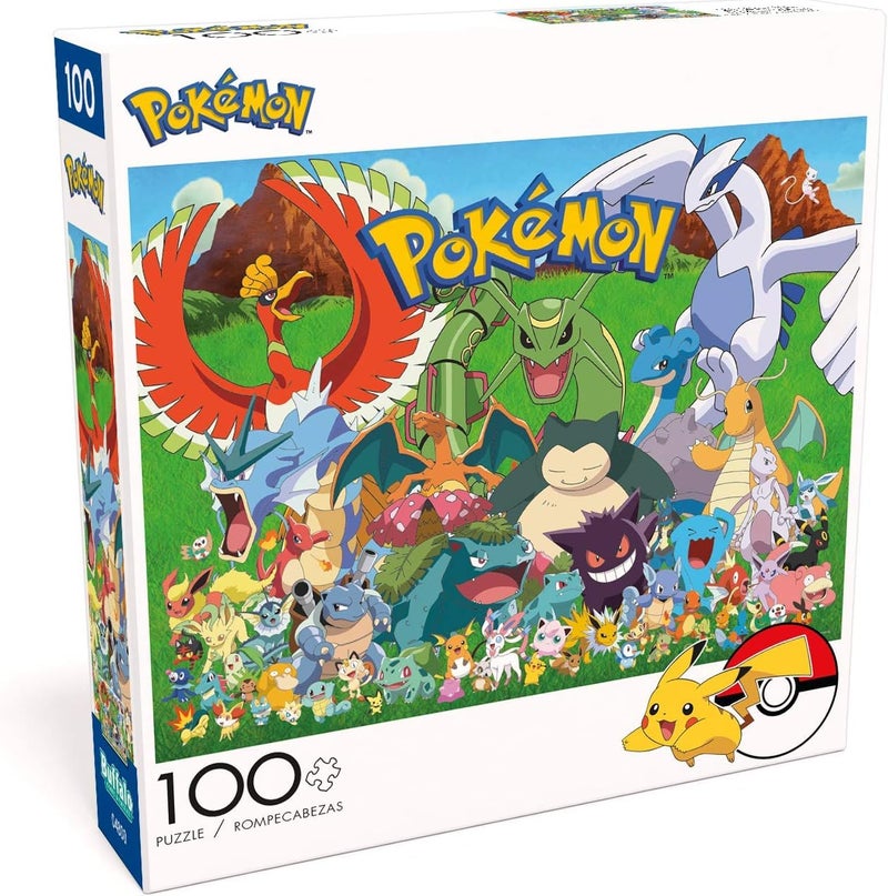 Buffalo Games - PokÃ©mon Fan Favorites - 100 Piece Jigsaw Puzzle for Families - Premium PokÃ©mon Puzzle for All Skill Levels - Finished Size 15.00 x 11.00 - Image 1